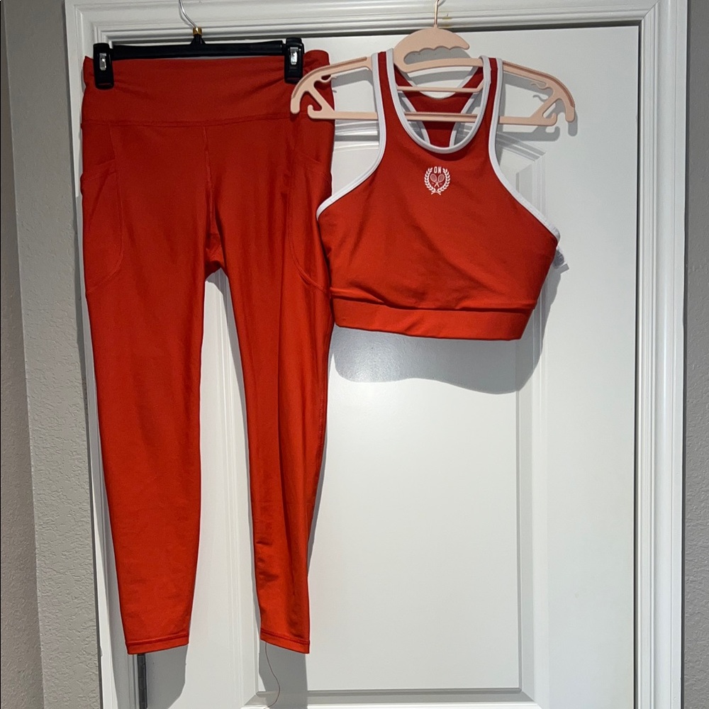 Old Navy Women's Vibrant Red Leggings and Top Set